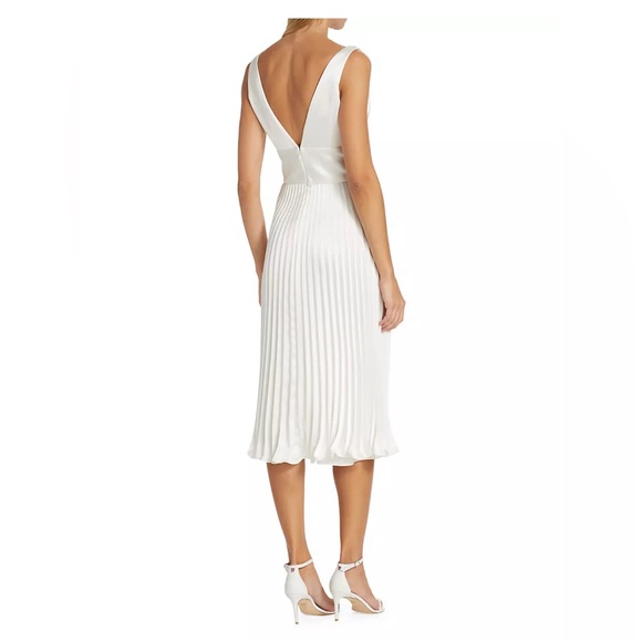 Amsale Satin v-neck pleated midi - Picture 3 of 3